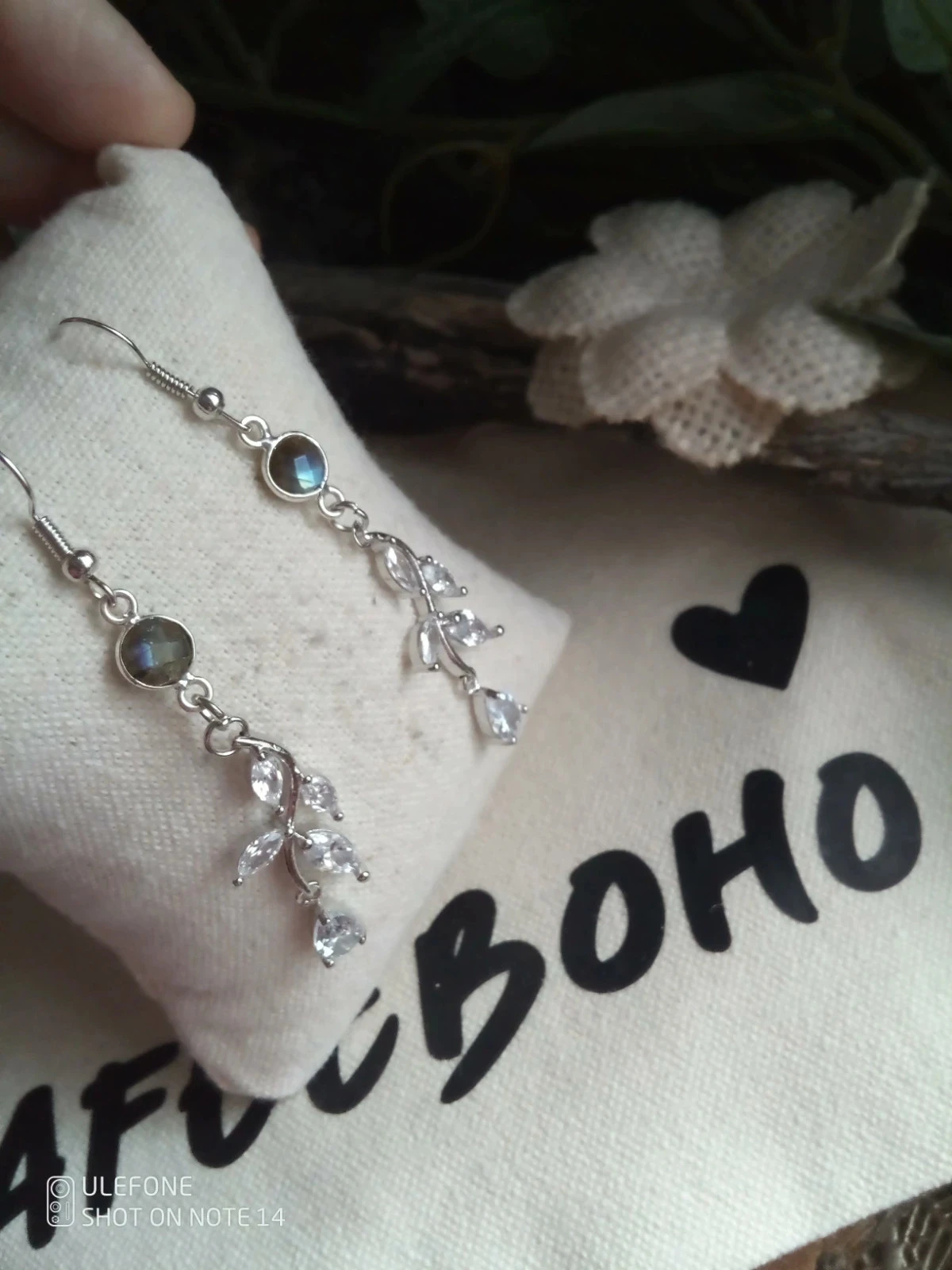 Boucles d'oreilles labradorite et cascade de zircons – photo 2